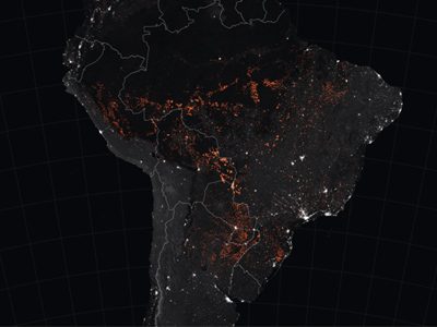 Amazon fire satellite image taken by MODIS.