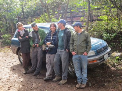 The Team: Matt Early from Just Coffee Co-op, Chris Treter from Higher Grounds, and film crew Aaron, Chelsea and Mario